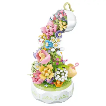 575pcs Romantické Kvetinové Osvetlenie Music Box stavebným Domova Anime Tvorivé Valentína Hračky, Darčeky pre Deti, Dospelých