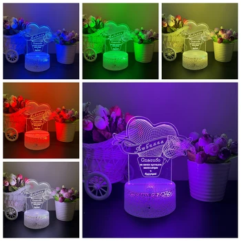 flower7 / 16 Farebné Nočné Svetlo 3D LED Lampa Pre detská Izba Dekor Vianočný Darček k Narodeninám