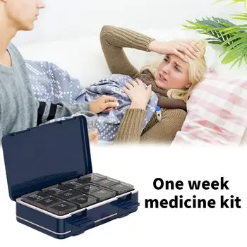 Pilulku Box Dvojvrstvové Vrecko Veľkú Kapacitu Zapečatené 7 Deň Prenosné Medicíny Pilulku Dávkovač pre potravinársky PP Starších Cestovať Domov