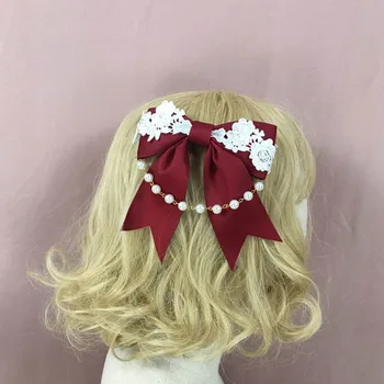 Lolita vlasy príslušenstvo Japonská dievča roztomilý čela vlásenky strane klip vlasy príslušenstvo vlásenky klip sladké headdress
