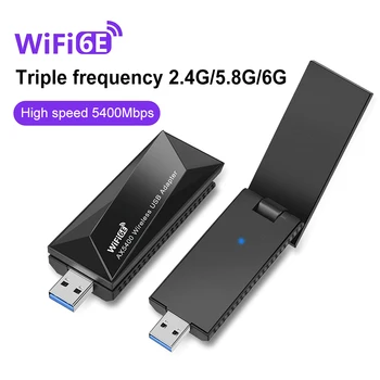 WiFi 6E Bezdrôtovú Sieťovú Kartu USB 3.0 Tri-Band 2.4 G 5 G 6 G USB Wi-Fi Adaptér Dongle 5400Mbps Ovládač Zadarmo pre PC, Notebook Ploche