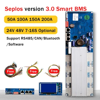 Seplos BMS 24V 48V 100A 150A 200A 7S 13S 14S 8S 15S 16S LFP S Bluetooth LCD Displej Smart BMS Li-Ion LiFePO4 Batérie, Invertor