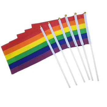 50 KS Malých Dúhový Pride Gay Stick Lgbtq Vlajka Ručný Mini Lgbtq Vlajka Dekorácie Dodávky Pre Sprievody Dúha