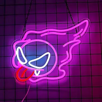 Gastly Neónový nápis Anime Neónový nápis LED Fialové na Stenu Spálne Dekor Stmievateľné Ghost Svetlá USB Powered pre Hru Izba Obývacia Izba