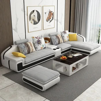 Gauč Nordic veľkosti obývacia izba technológie textílie gauč Jednoduché moderné kožené handričkou odnímateľný a umývateľný latex gauč