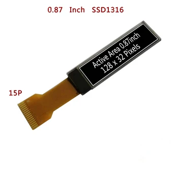 3.3 V, 0.87 Palcový Biela Farba 128X32 128*32 OLED Displej SPI Sériové 15 kolíkový Port SSD1316 ČIP