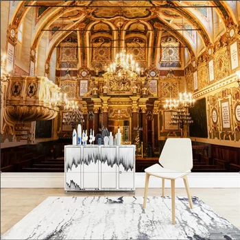 Vlastné Európskej Paríž Cirkvi 3D nástennú maľbu, Tapety, pre Reštaurácia Hotel Obývacia Izba Dekor Samolepiace Stenu Papier