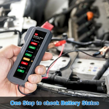 12V autobatérie Digitálny Detektor Auto Batérie Tester 6 LED Displej Vozidla Testovanie Batérie Prístroj Mini pre Auto, Motocykel, Nákladné automobily