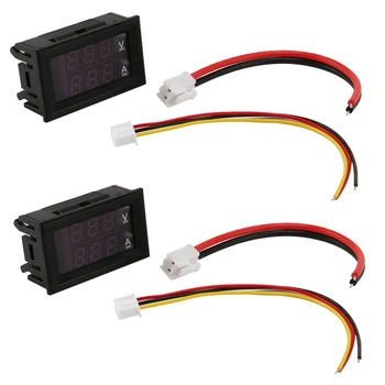 2X Digitálny Merač Napätia Dc100v 10A Voltmeter Ammeter Modrá+Červená LED Amp Dual
