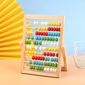 Batoľatá Montessori Matematika Počítanie Hračky 10-Riadok Abacus S Farebné Korálky Vzdelávacieho Hračka Pre Deti Predškolského Veku