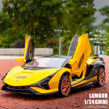 1:24 Lamborghini Sian FKP37 Zliatiny Auto Diecasts & Hračky Model Auta, Zvuk a svetlo, Vytiahnuť Späť Auta, Hračky Pre Deti, Darčeky