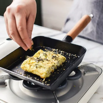 Pribrala Japonský Liatiny Omeleta Pan Tamagoyaki Pan Obdĺžnik Mini Vajíčko Panvica