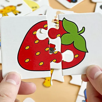 Karta Skladačka Puzzle, Hračky Montessori Deti Karty s Hrou Raného Vzdelávania Puzzle Farba Tvar Poznanie Školenia Darček 32Pcs