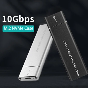 M2 SSD NVMe Krytu PCIE 10Gbps USB 3.1 Gen2 Externé NVMe Prípade, USB napájací Adaptér, Hliníkový Box pre MAX 4TB M2 SSD M Kľúč 2280