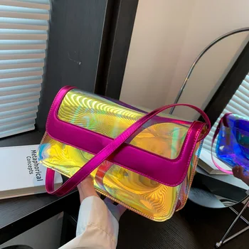 Letné Módy Jelly Taška cez Rameno PVC Transparentné Kabelky Prenosné Žena Hobos Peňaženky Luxusný Dizajnér Jasné Taška Malá Tote Bag