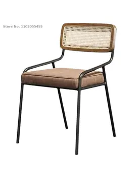 Nordic ratan stoličky svetlo luxusné jednoduché domov jedálenské stoličky kaviareň kovaného železa voľný čas stoličky, spálne, make-up stolička, operadlo