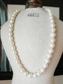 18-palcové veľké 11-12mm prírodné juhočínskom Mori originálne biele BAEOQUE perlový náhrdelník 14K zlato