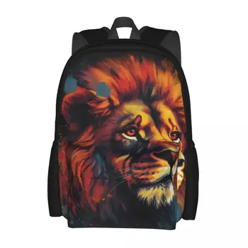 Lion Batoh Mládež Živej Oheň Podmanivý Obraz Vzor Batohy Polyester Moderné Školské Tašky Vonkajšie Kvalitný Batoh