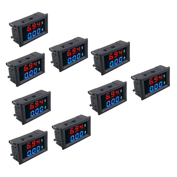 9Pcs LED Digitálne DC 0-100V 10A Napätie Amp Volt na Meter Panel Dual Voltmeter Ammeter Tester