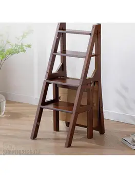 Všetky masívneho dreva pre domácnosť sklápacie schodisko stoličky s dvojakým použitím rebríka stolice rebrík stolice drevený rebrík multi-function stoličky lezenie