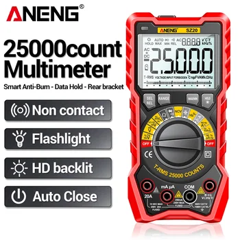 ANENG SZ20 25000 Počíta Digitálny Multimeter Tester Napätia AC/DC Prúd Meter Auto Ohm Temp Kondenzátor LCD Podsvietenie Displeja