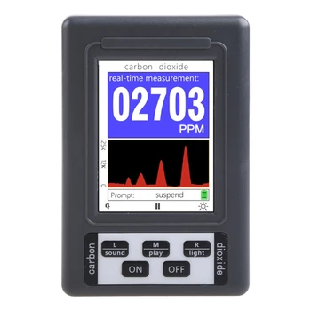 CO2 Detektor Oxidu Uhličitého Meter Auto-alarm Kovové Tlačidlo pre Domáce Shop