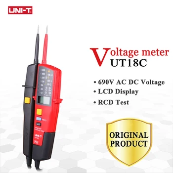JEDNOTKA UT18B UT18D Digitálny Voltmeter AC DC Napätie Continunity Tester 690V LCD Displej 3 Sled fáz RCD Elektrické Tester