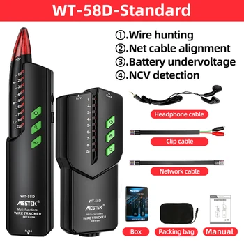 MESTE WT58DL Vysokej Kvality RJ11 RJ45 Cat5 Cat6 Telefónny Drôt Tracker Tracer Toner Ethernet LAN Sieťový Kábel tester Line Vyhľadávanie