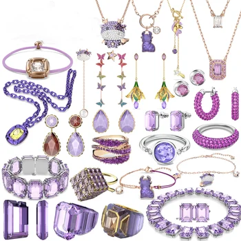 Ženy ' s Boutique Šperky Set Fialová Luxus, Šarm, Kryštálové sklo Vysokej Kvality Darček pre Dodanie Zdarma