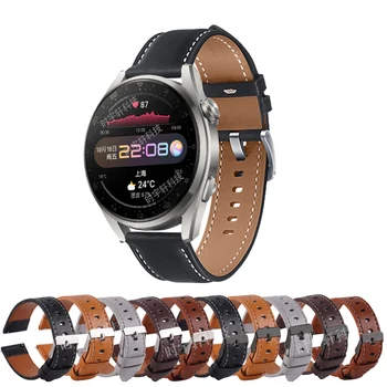 Kožené Watchband Popruh Pre Huawei Sledovať 3/3 pro nový/ GT 2 Pro/GT 3 GT2 46 mm 2E Inteligentný Náramok Náramok Náhradné Príslušenstvo