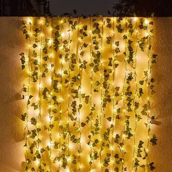 Rozprávkové Svetlo Vnútorné Vonkajšie Osvetlenie Svadobné Domov Spálňa String Svetlá Leaf Girlandy Lampa Vianočná Výzdoba, Vianočné Prívesok