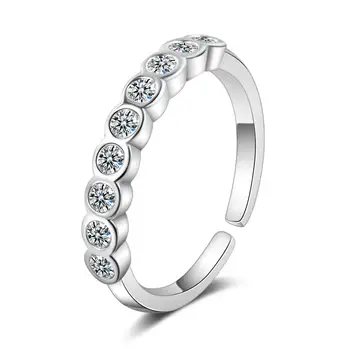 0.7 CT 3 mm Drahokam Moissanite Prstene pre Ženy S925 Striebro Zodpovedajúce Svadba Diamanty Kapela Stohovateľné Prsteň Biele Zlato Darček
