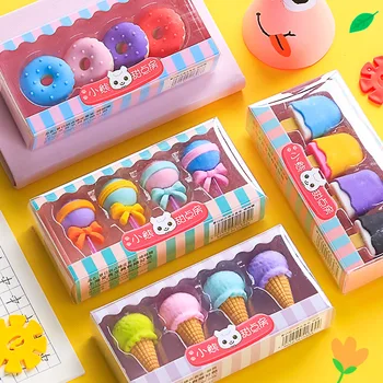 4 kusy/box candy gumy študent dodávky Tvorivé krásne gumy sassafras papiernictvo darček veľkoobchod