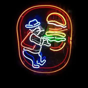 Neónový nápis Na Hamburger, Muž light Hotel zdobia steny diner Okno lampy Vplyv Prilákať svetlo Estetické Izba Dekor Arcade Sconce